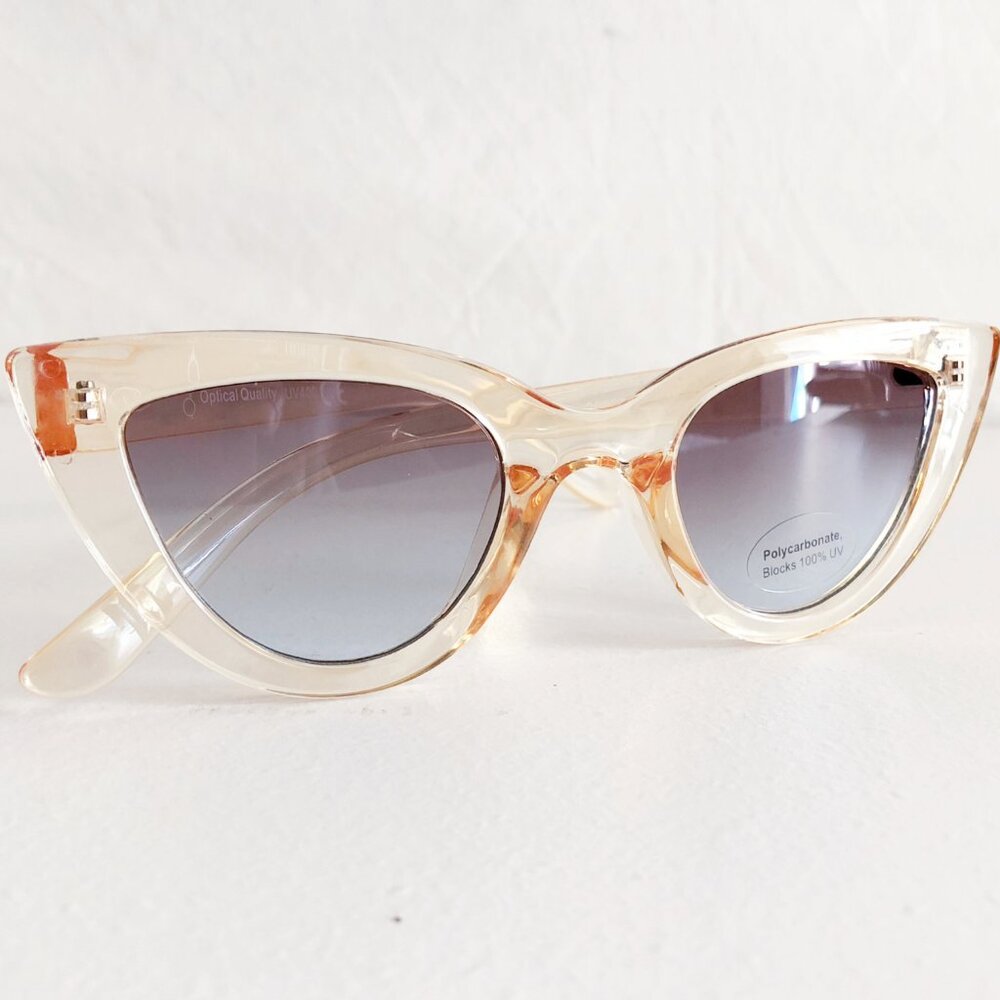 Transparent Champagne Beige Cat Eye Sunglasses